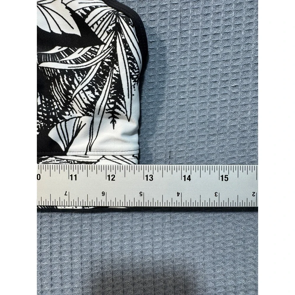 Medley Swim Bra Womens XS Black White Tropical Print Racerback Bikini Top